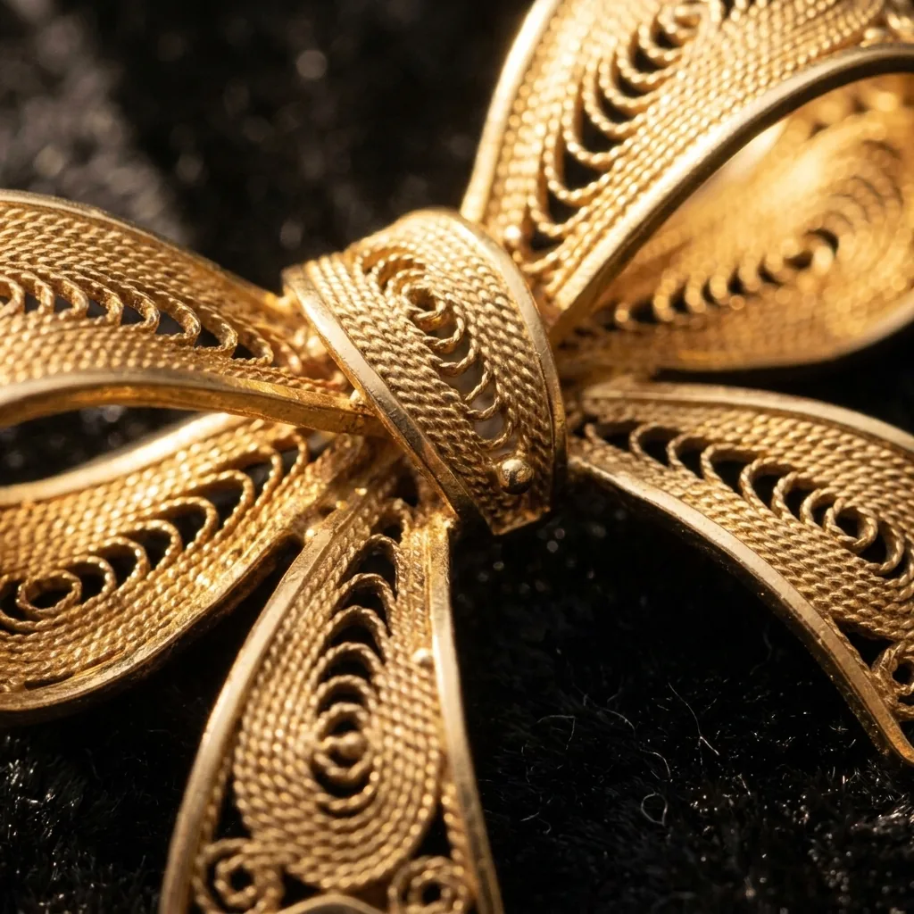 Bow Brooch – close-up of the filigree