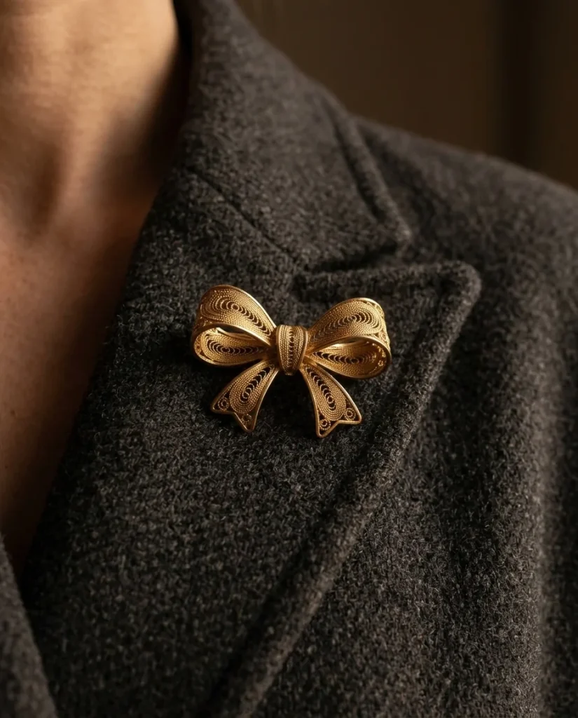 Bow Brooch – worn