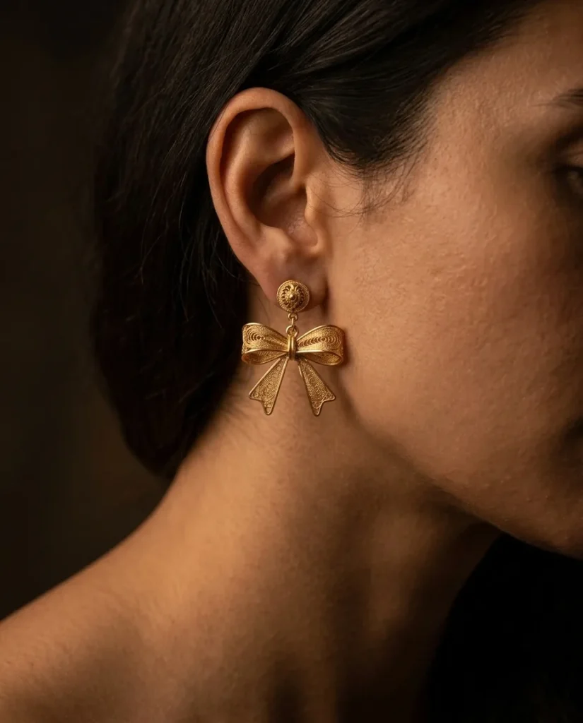 Bow Drop Earrings – worn