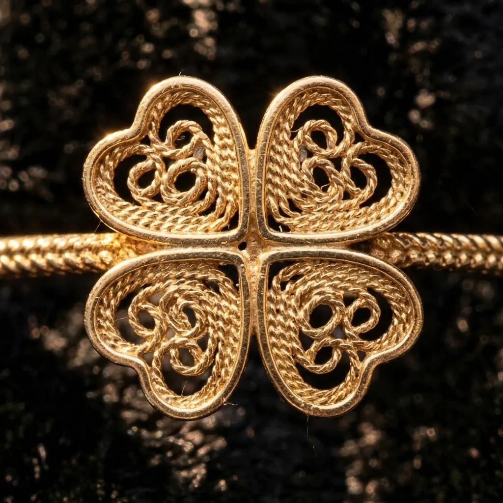 Clover Ring – close-up of the filigree