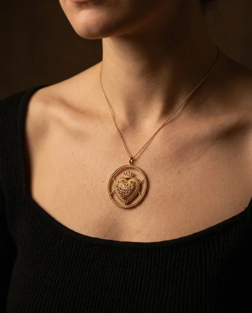 Crowned Heart Medallion – worn