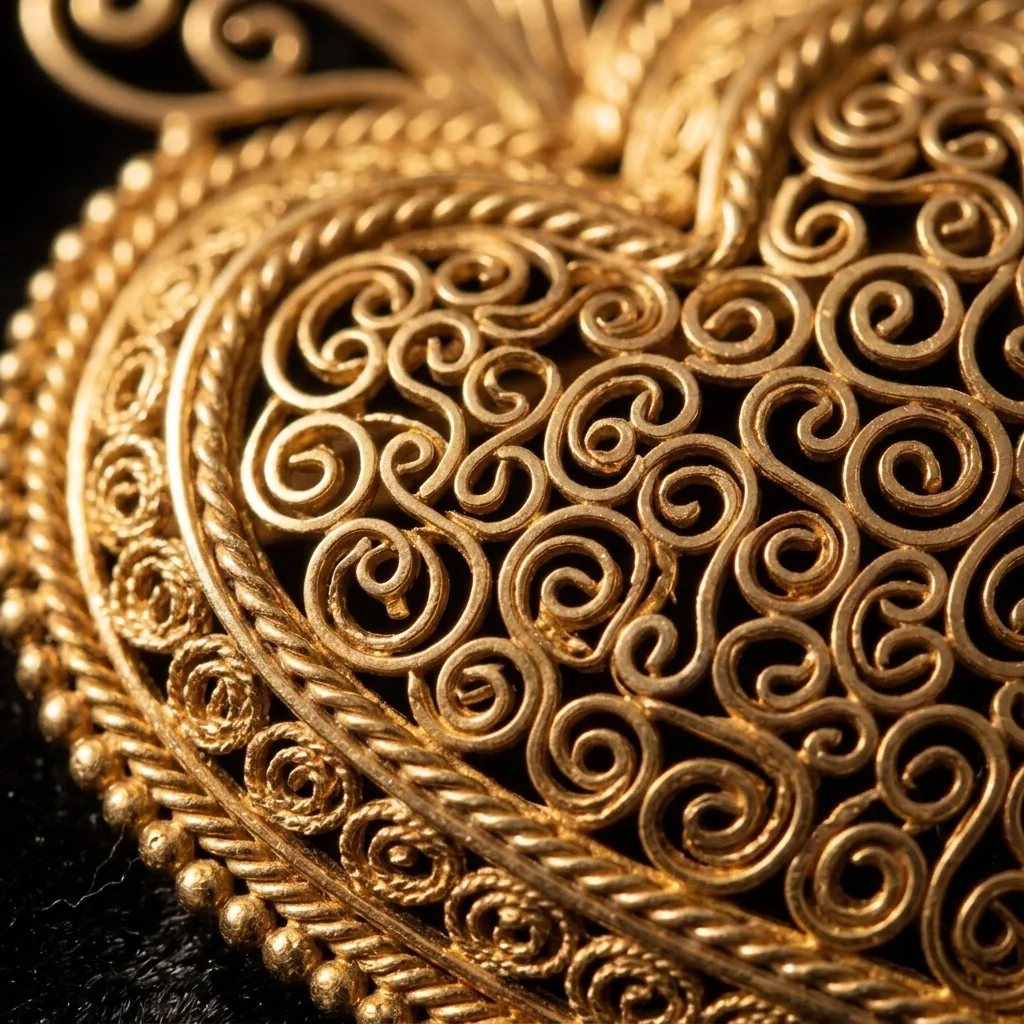 Grande Heart Brooch – close-up of the filigree