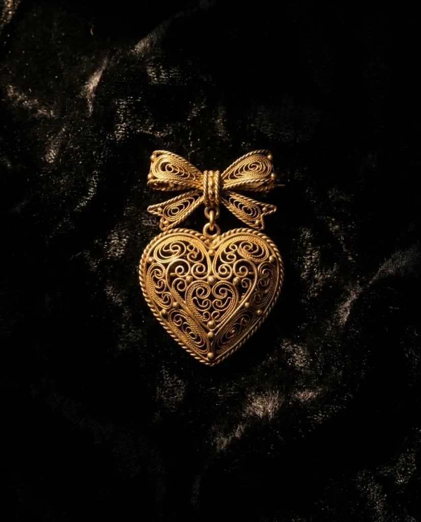 Heart & Ribbon Brooch