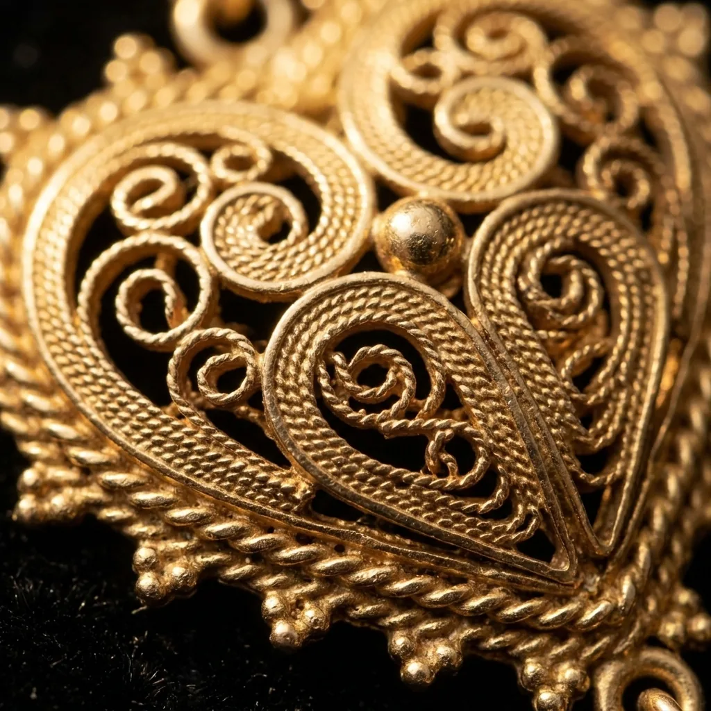 Heart & Teardrop Necklace – close-up of the filigree
