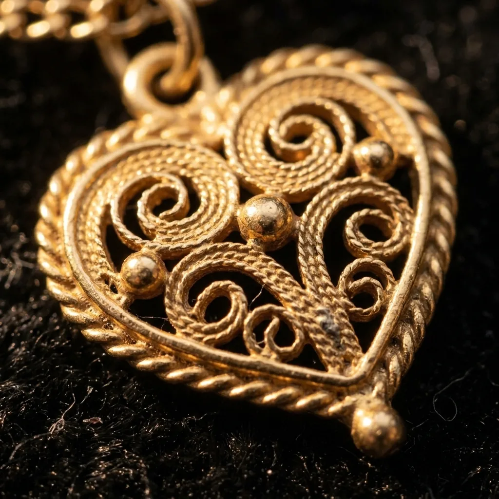 Heart Charm Bracelet – close-up of the filigree