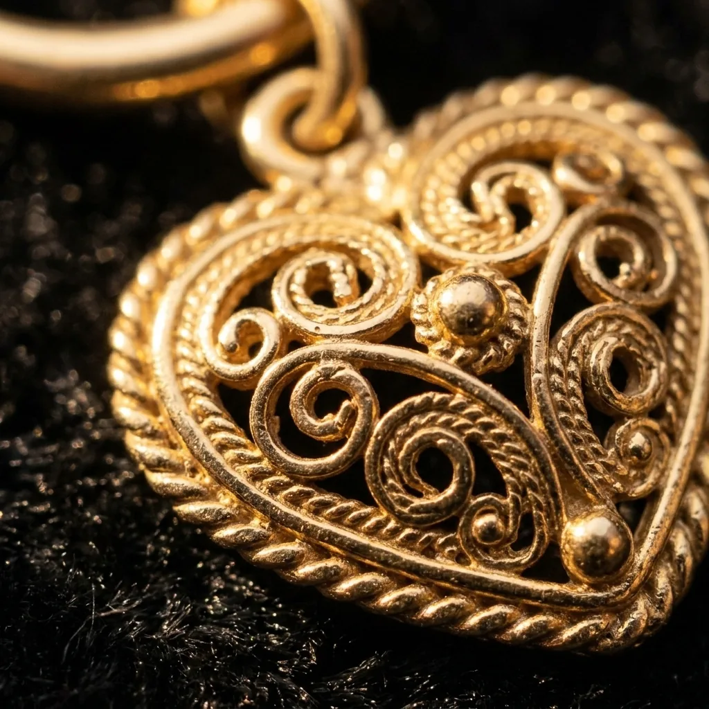 Heart Hoop Earrings – close-up of the filigree