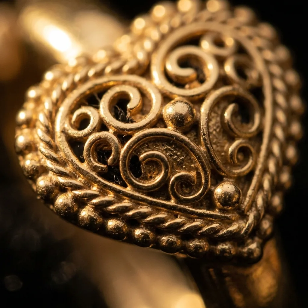 Heart Huggie Earrings – close-up of the filigree