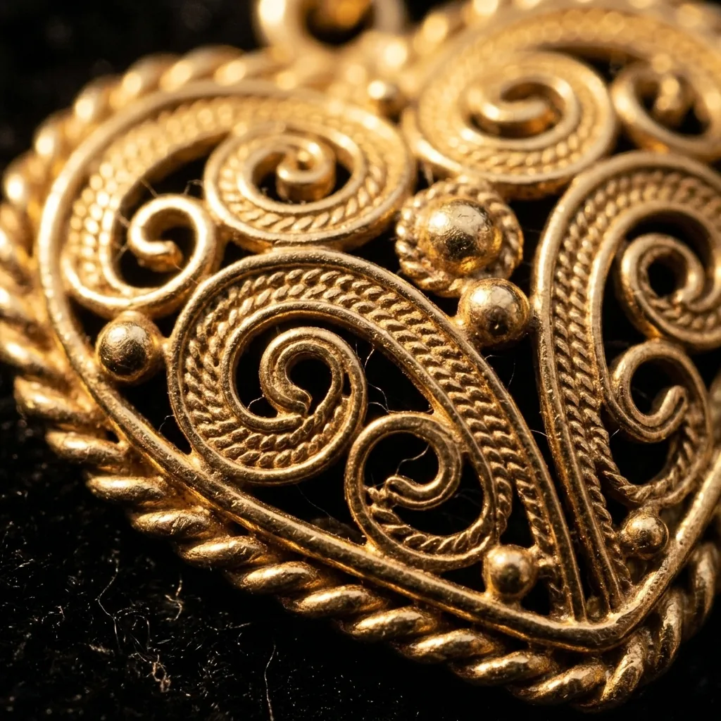 Heart Lariat – close-up of the filigree