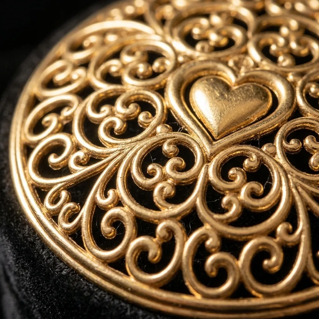 Heart Lid Trinket Box – close-up of the filigree