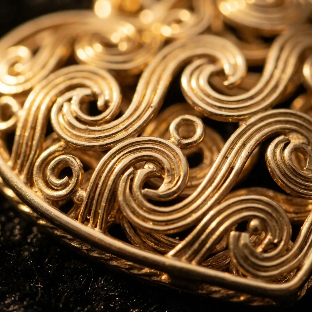 Onda Heart Necklace – close-up of the filigree