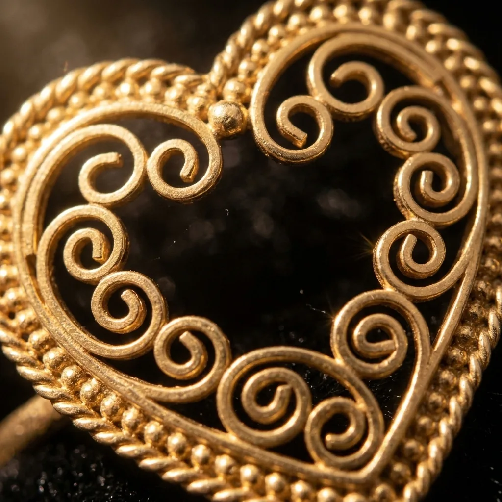 Open Heart Ring – close-up of the filigree