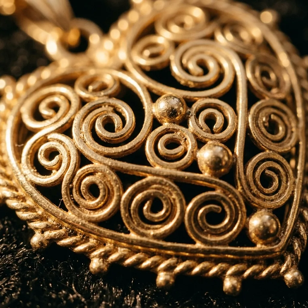 Petite Heart Necklace – close-up of the filigree