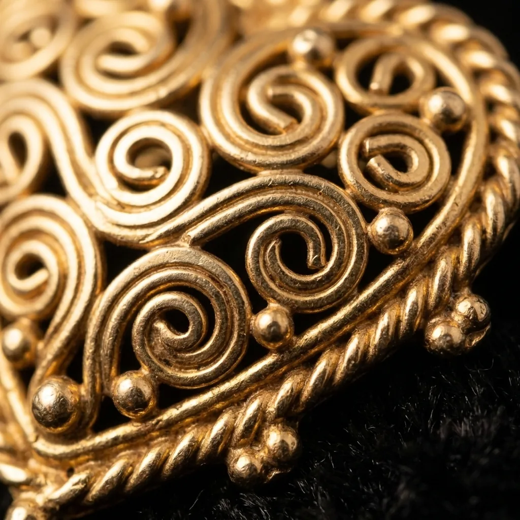 Petite Heart Studs – close-up of the filigree