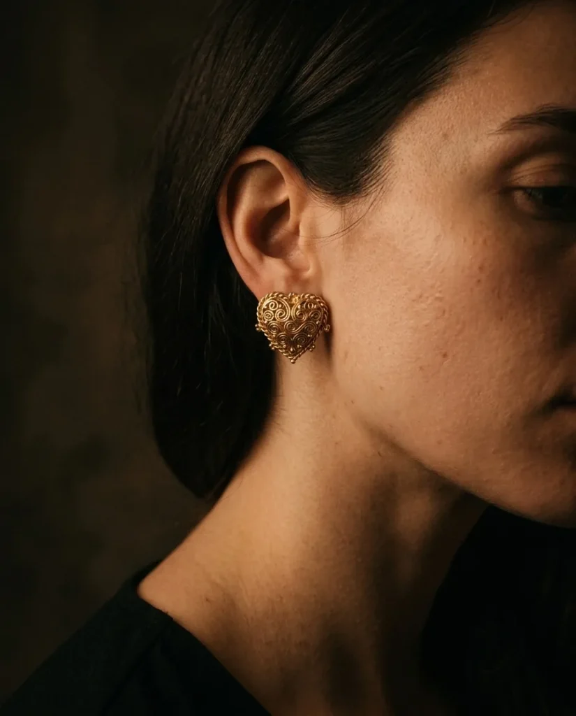 Petite Heart Studs – worn