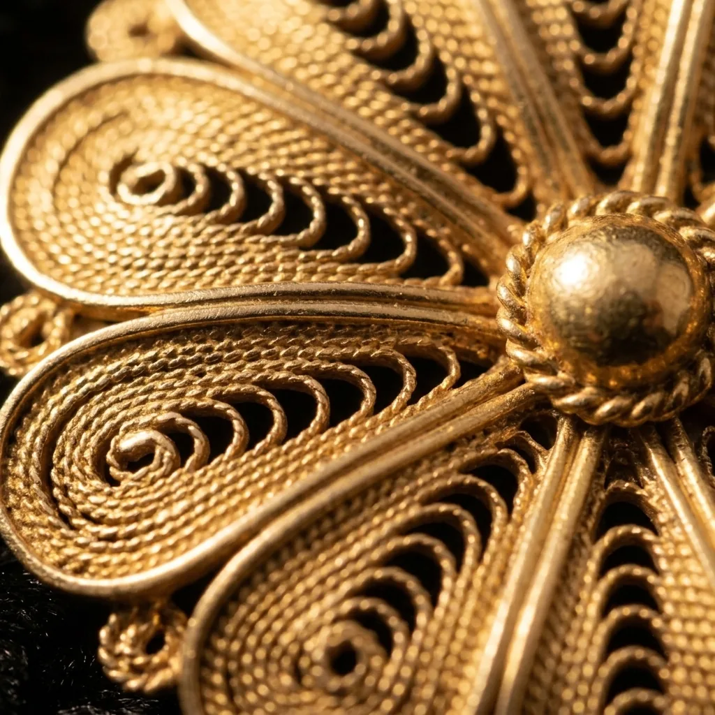 Rosette Brooch – close-up of the filigree