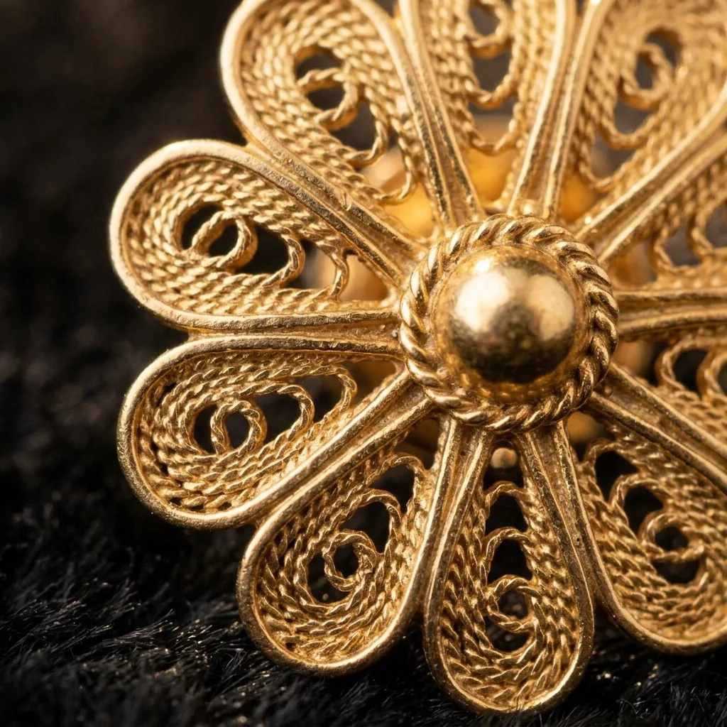 Rosette Studs – close-up of the filigree