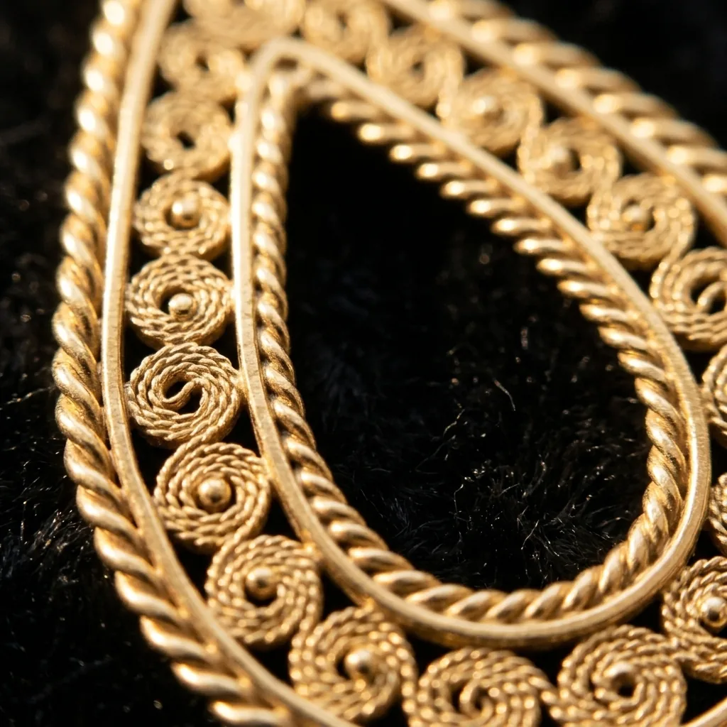 Teardrop Earrings – close-up of the filigree