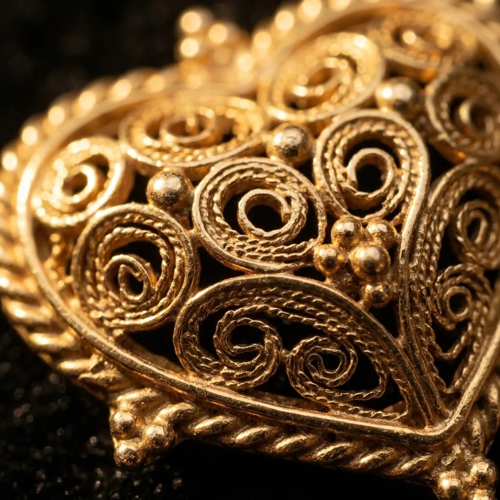 Three Hearts Necklace – close-up of the filigree