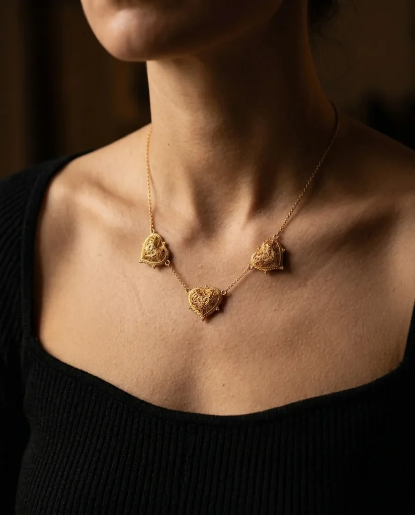 Three Hearts Necklace – worn
