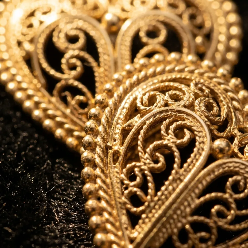Twin Hearts Necklace – close-up of the filigree